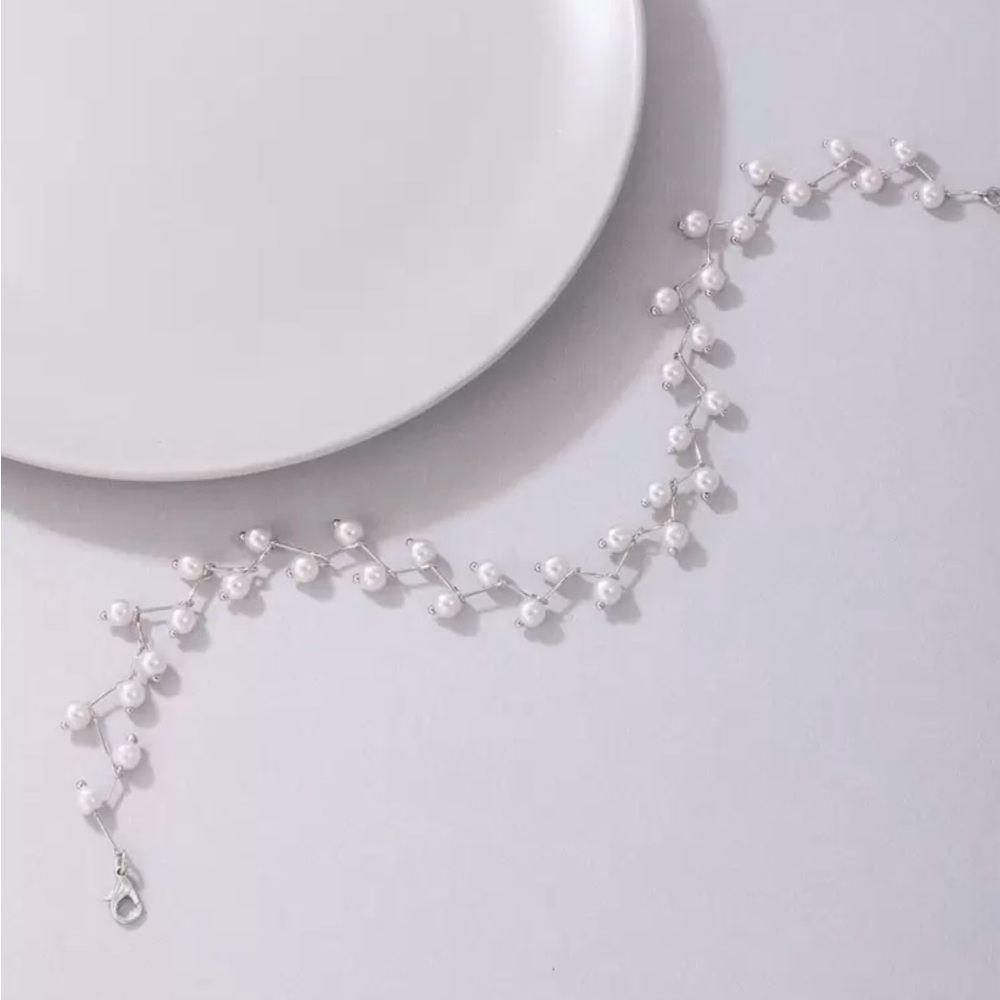 ⚠️Clearance Elegant Pearl Silver And White Choker Necklace - Picture 5 of 6